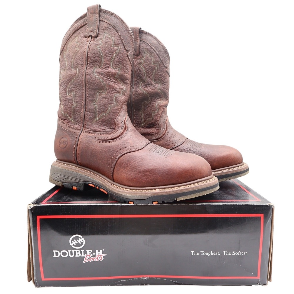 Double-H Modern Roper Boots Mens 10.5 D Brown Leather Composite Toe DH5133 NWT